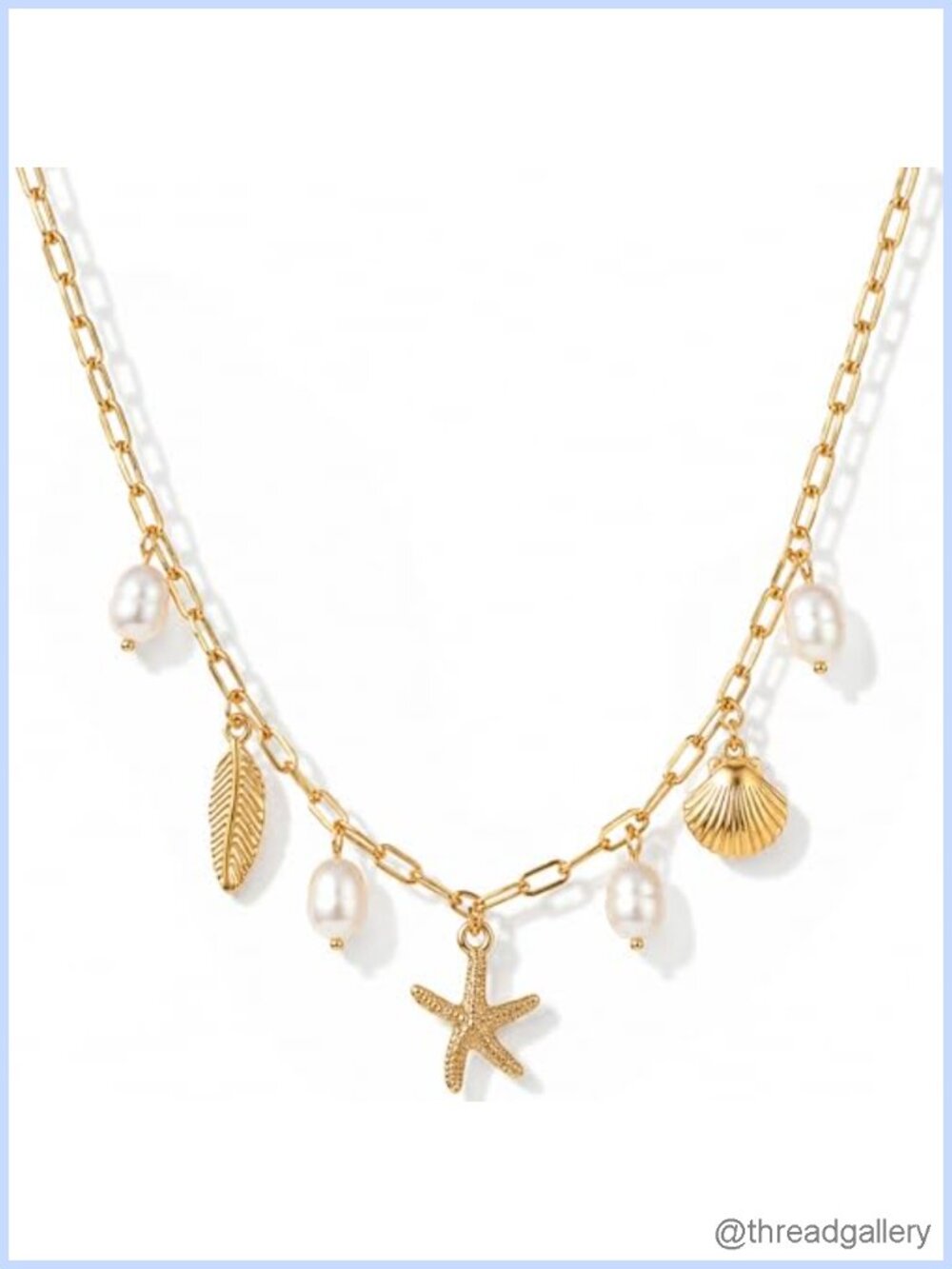 Gold Plated Shell Necklace Starfish Seashell Pendant Beach Jewelry